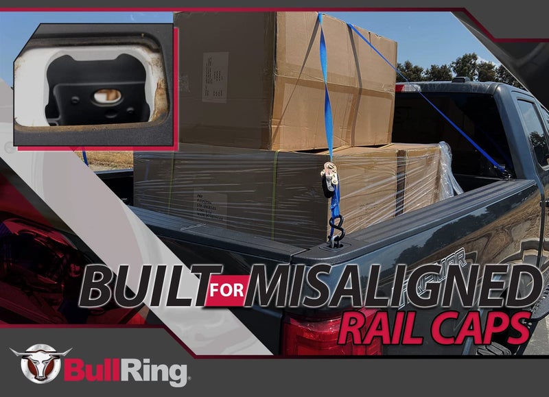 Bull Ring Offset Flush Fit Retractable Truck Bed Tie Downs for '15-'25 Ford F150, '17-'25 F250 & F350 Super Duty, '17-'25 Ford Raptor (Offset for Front, Middle & Rear Stake Pockets) (1 Pair) - Image 2
